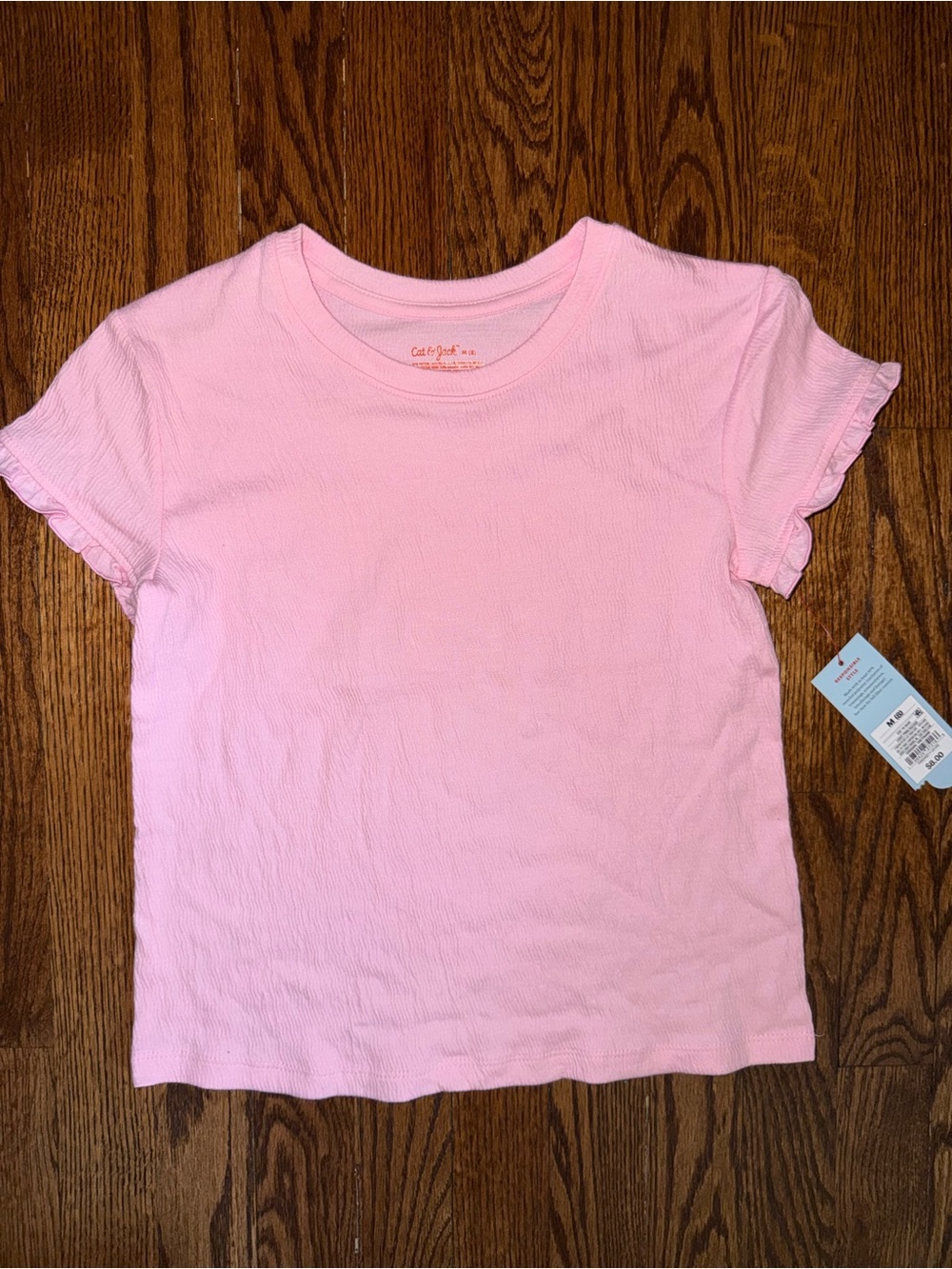 Cat & Jack Light Pink Ruffle Sleeve Short Sleeve Tee
